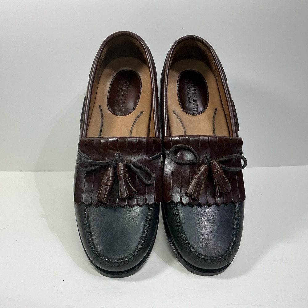 Johnston & Murphy Black Brown Leather Tassel Loafers Mens Sz 11 M Dress Shoes - Picture 6 of 9